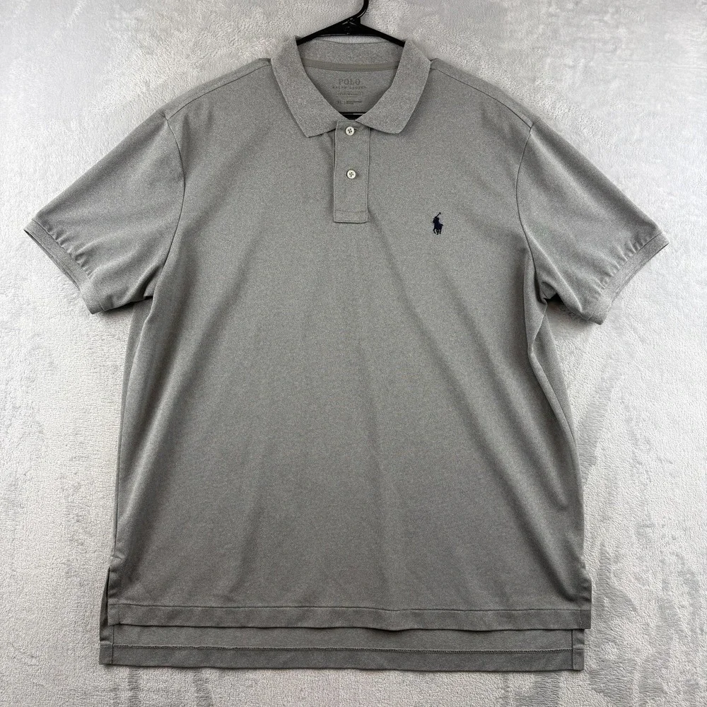 Polo Ralph Lauren Performance Polo Shirt Mens XL Gray Golf Pique Wicking